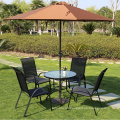 Outdoor Garden 5mm Water Wave Tempered Glass Round table and Steel Arm Stack Chair